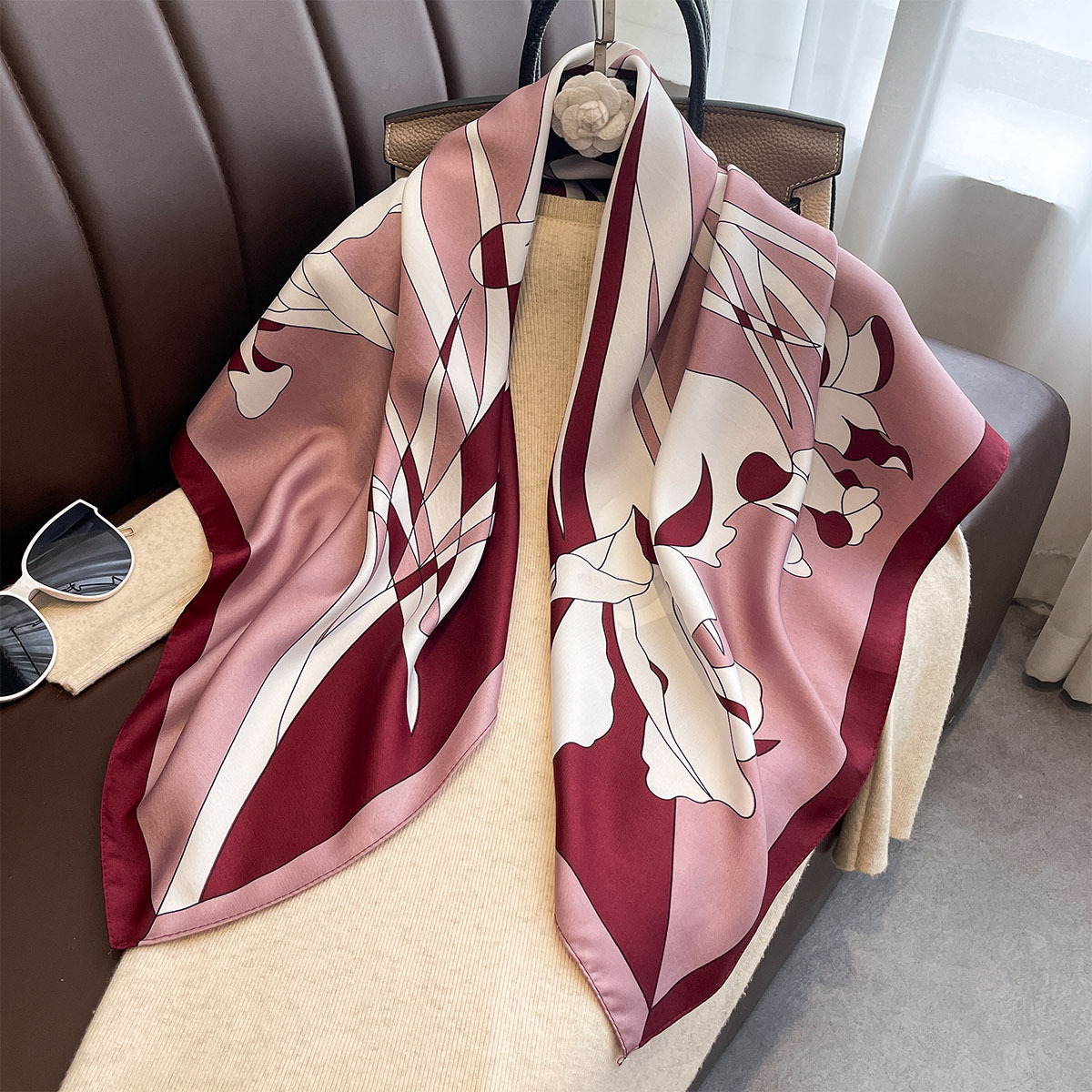 Silk Scarf Square - Luxury 90*90Cm Square Scarf Twill Silk