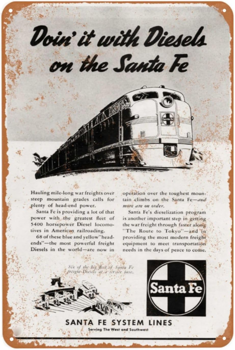 Women Accessories Poster - 1p,Vintage Metal Sign, Santa Fe Diesels