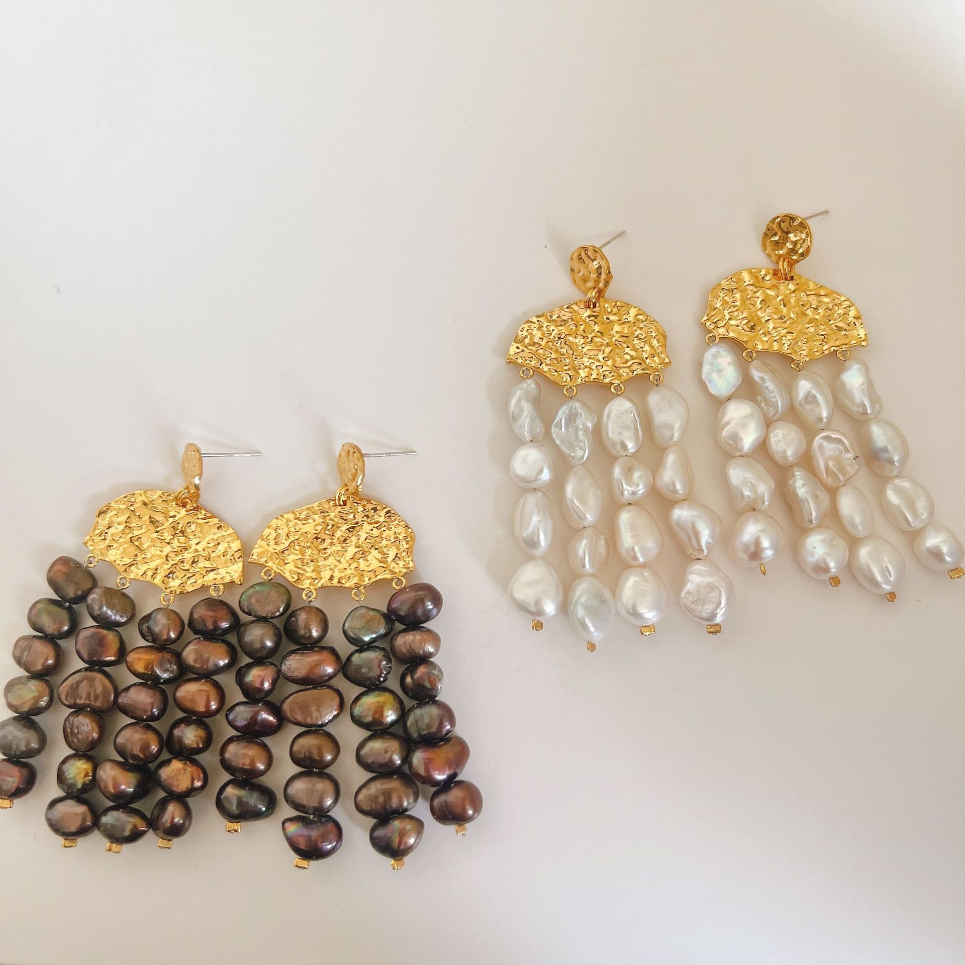 Brass With 18K Gold Real Pearl - огляд і ціна Tassel Earrings Boho