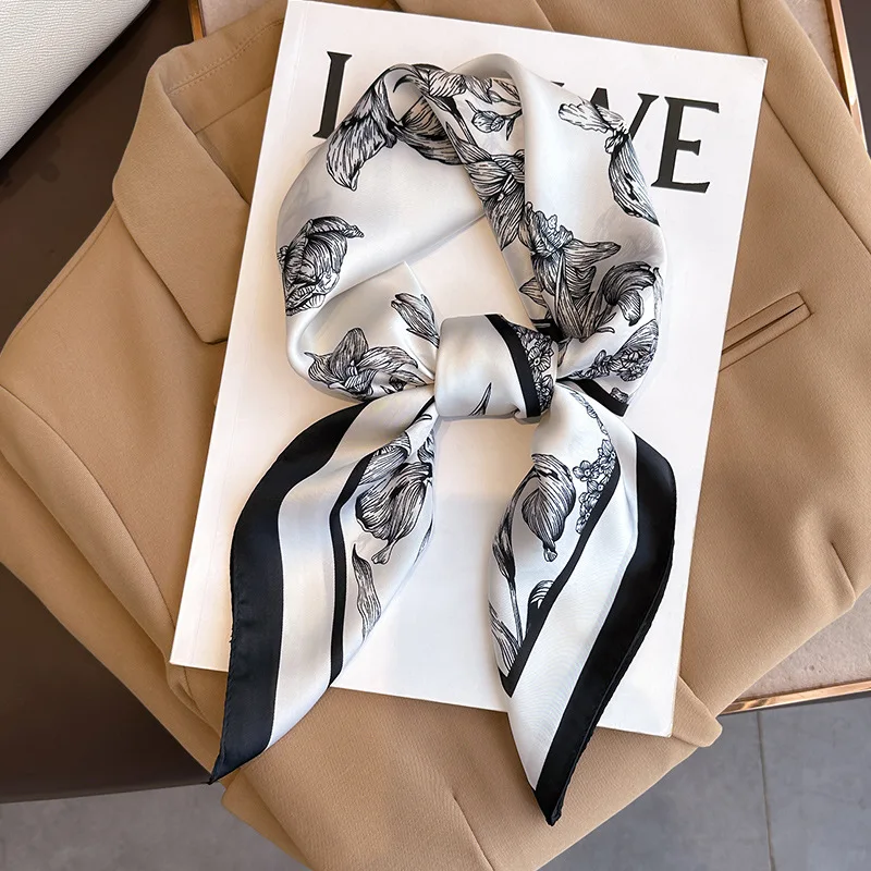 70*70cm Luxury Floral Print Si - огляд і ціна Silk Scarf Square